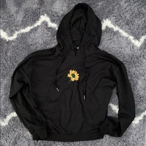 Romwe Cropped Sunflower Sweatshirt